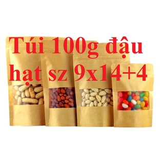 9x14 - 100 Túi Zipper Giấy kraft đáy bầu dục phủ bóng, đựng được nước, đáy đứng cửa sổ