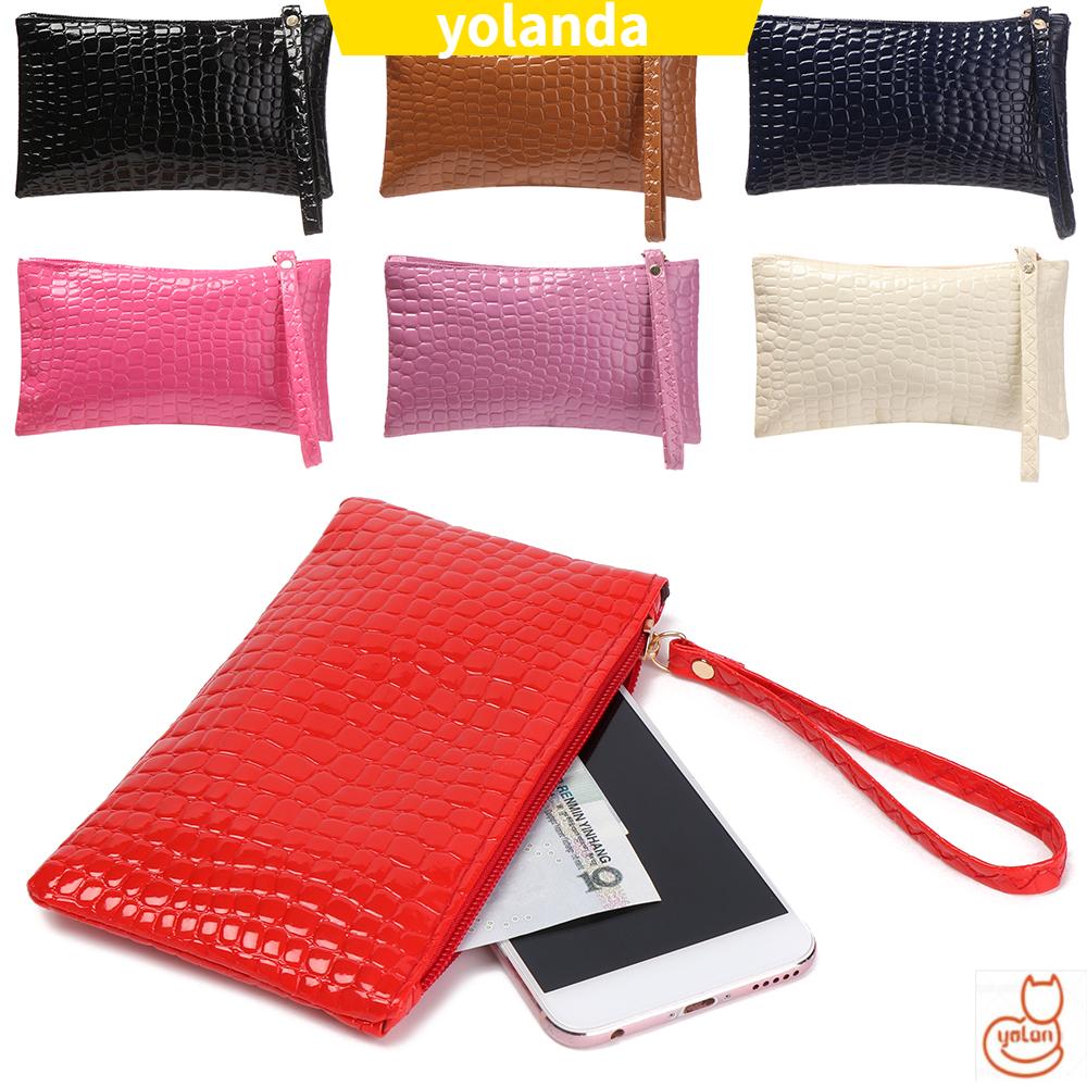 Ví Da Pu Cầm Tay Chống Nước Màu Trơn Cho Nữ