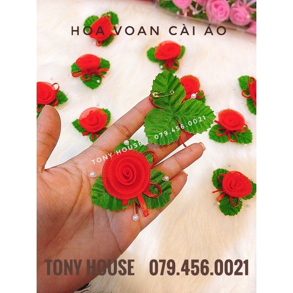 BỘ 40/50 HOA VOAN CÀI ÁO HÀNG ĐẸP - KÈM GHIM CÀI