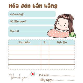 [ Hàng Sẵn ] Hóa Đơn Bán Hàng Mini 1 Liên Rùa