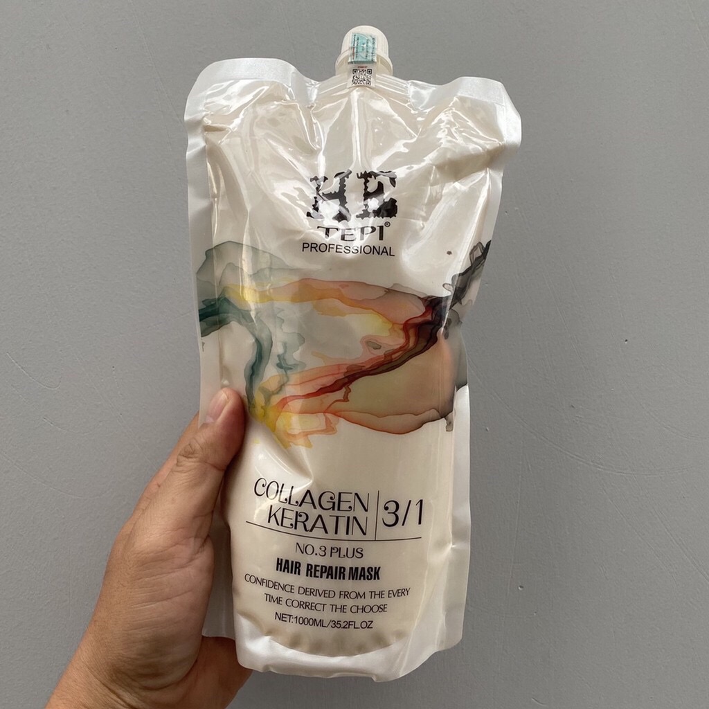 Hấp dầu Hetepi Keratin Collagen 3 in 1 hồi sinh tóc nát.1000ml