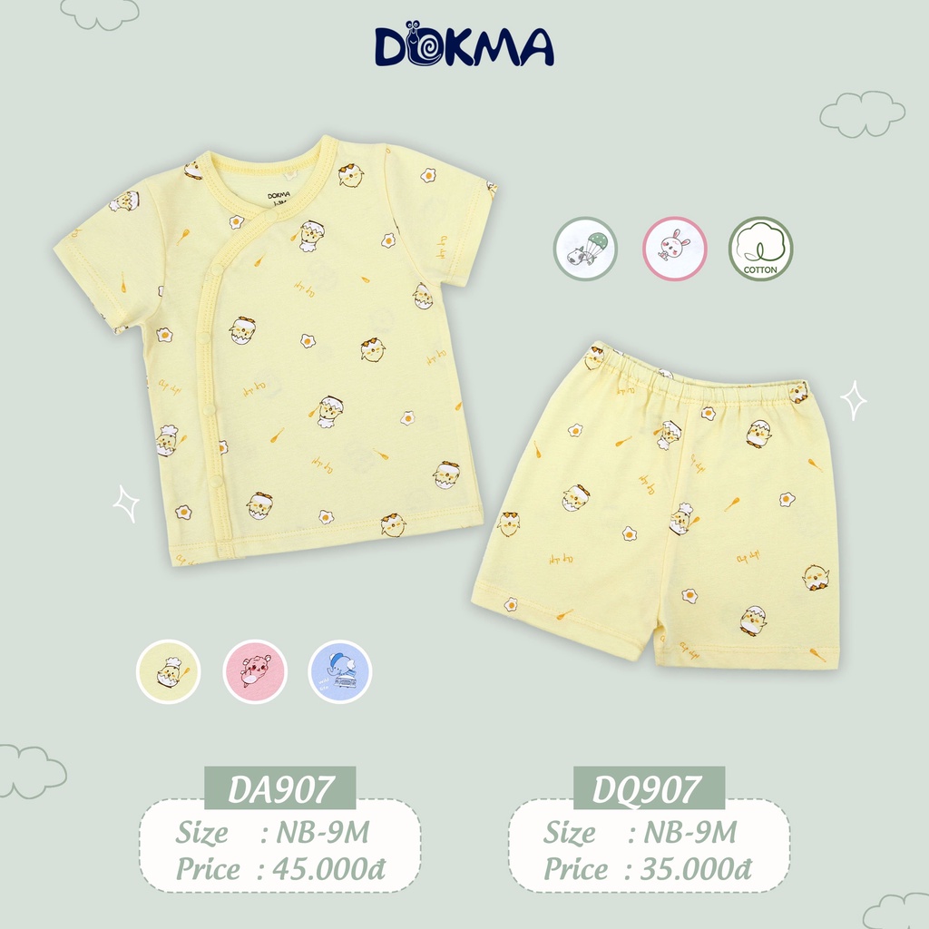 Bộ Tay Ngắn Dokma Cài Xéo Cho Bé 1-6M, Vải Siêu Mềm