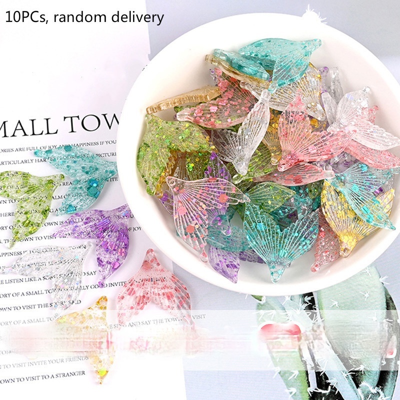 Bộ 10 Đuôi Cá Bằng Nhựa Resin Làm Mặt Vòng cổ/Khuyên Tai/Vòng cổ