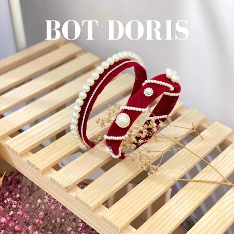 Băng đô cài tóc nhung đính ngọc, đá sang chảnh phong cách Hàn Quốc