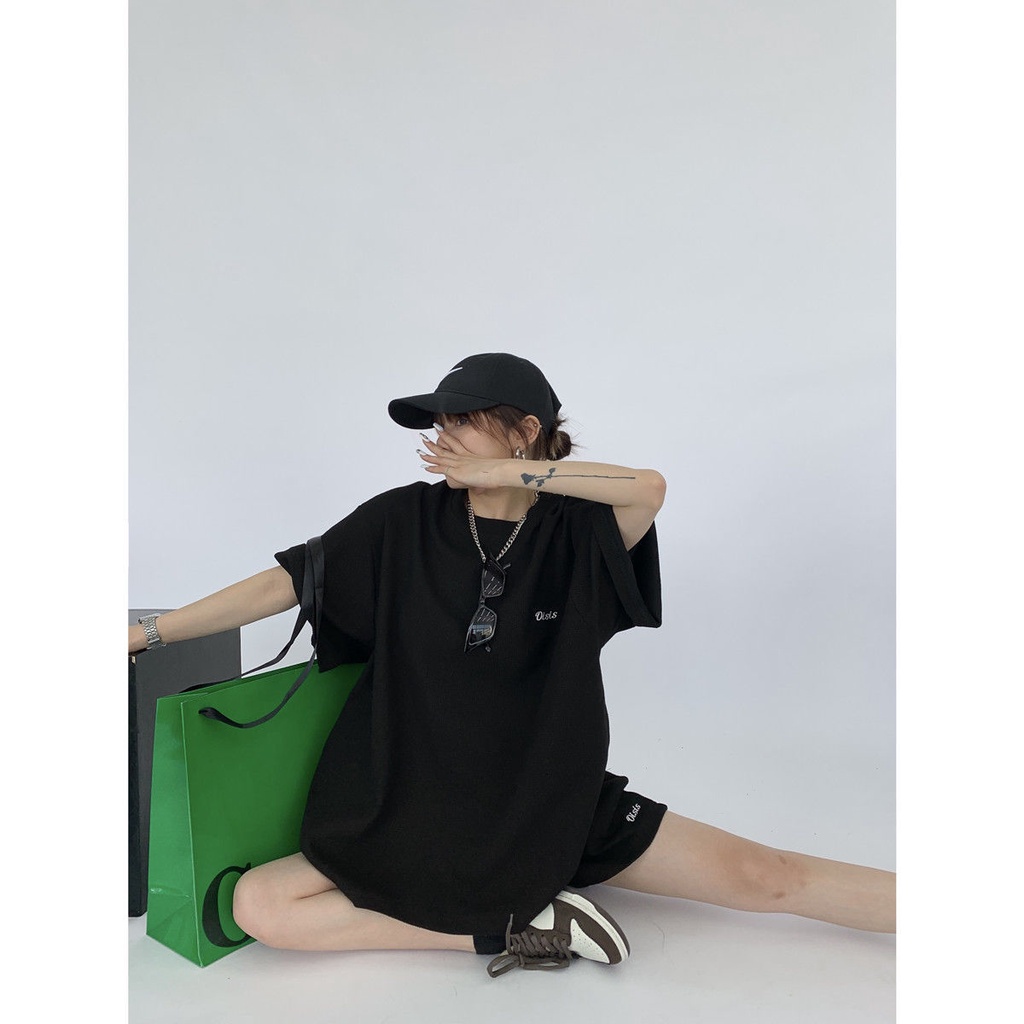 ♚Bộ Đồ Thể Thao Hai Món Áo Tay Ngắn Thêu Hình Bánh Quế 2022chic Thời Trang Mùa Hè Cho Nữ