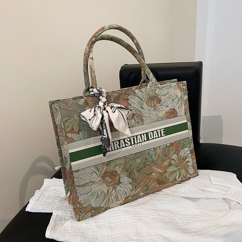 ( GIÁ TẠI XƯỞNG ) Túi xách dáng công sở đi ô họa tiết hoa kèm khăn size 36cm❣️Freeship❣️