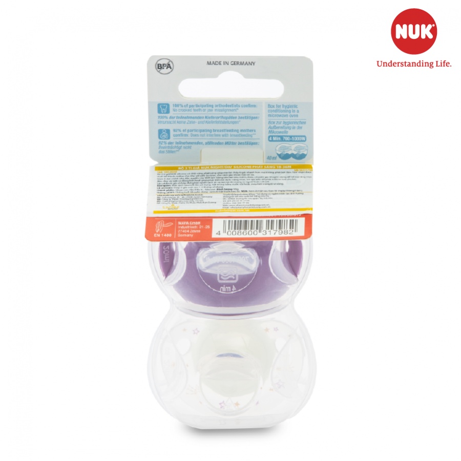 Bộ 2 ti giả NUK Silicone Night/Day Phát Sáng