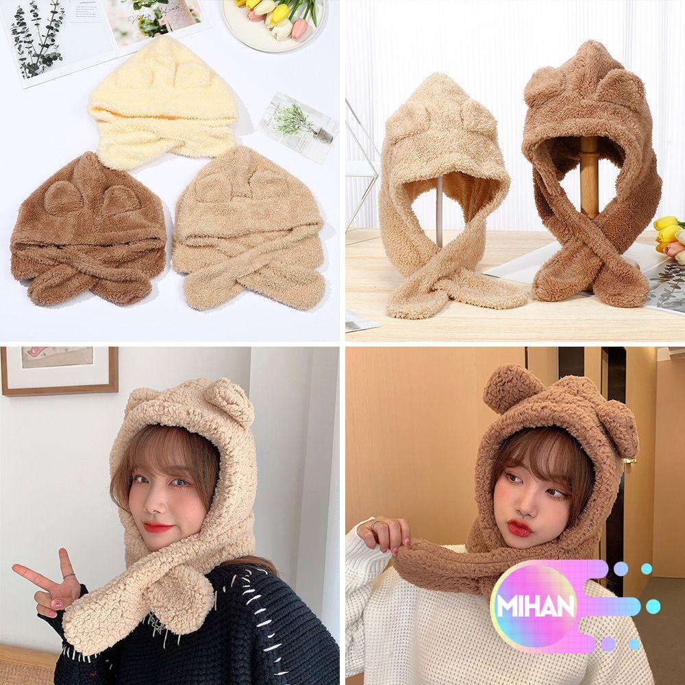 Mũ trùm đầu che tai giữ ấm mùa đông với bông mềm mại cho nữ