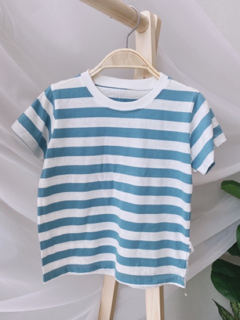 Áo Phông Kẻ Cộc Tay MUJI Cho Bé Trai Gái 1-8 Tuổi