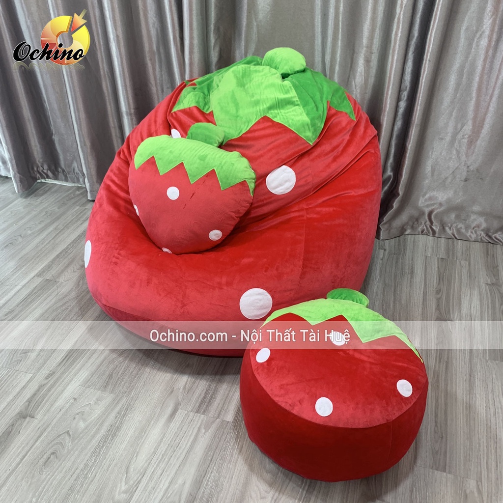 Ghế Hạt Xốp Thư Giãn Hình Dâu Tây, Hình Thú Xinh Xắn Size To 1M2-90 (Hàng Có Sẵn)