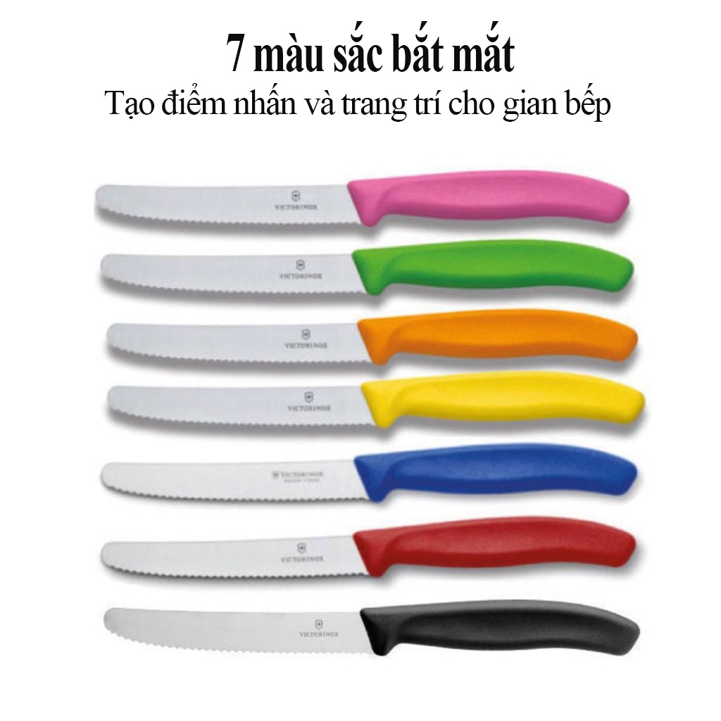 Dao Gọt Hoa Quả VICTORINOX Cán Cong Lưỡi Răng Cưa 11cm Hàng Chính Hãng