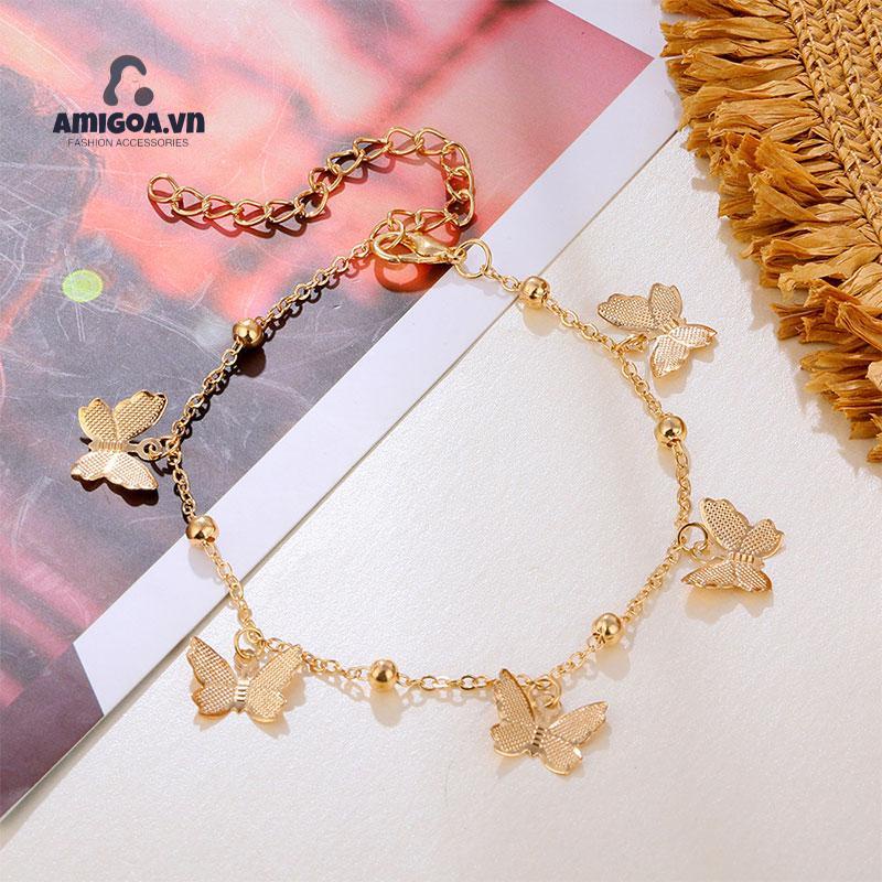 ✨✨Vòng Đeo Cổ Chân Dây Xích Mặt Hình Bướm Màu Xanh Dương  Thời Trang Cho Nữ