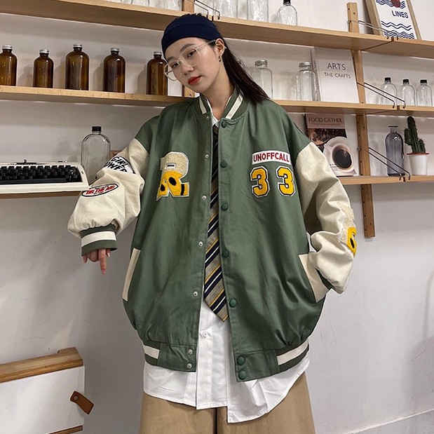 Áo Khoác Bóng Chày Dáng Rộng In Họa Tiết Phong Cách Hàn Quốc Thời Trang Cho Nam Và Nữ