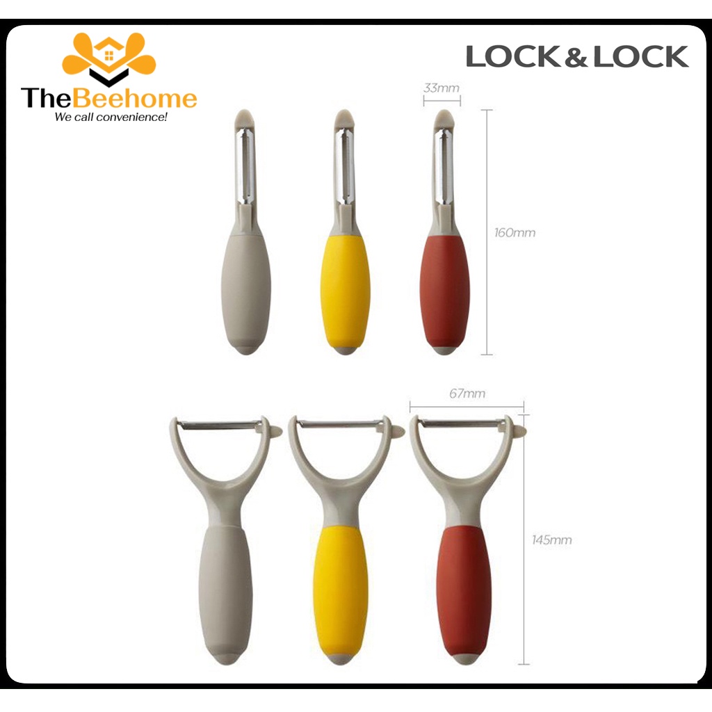Dao bào nạo vỏ rau củ quả kiểu chữ Y và I Lock&Lock LOL123 LOL124 - Thép không gỉ, silicon màu sắc GIAO NGẪU NHIÊN