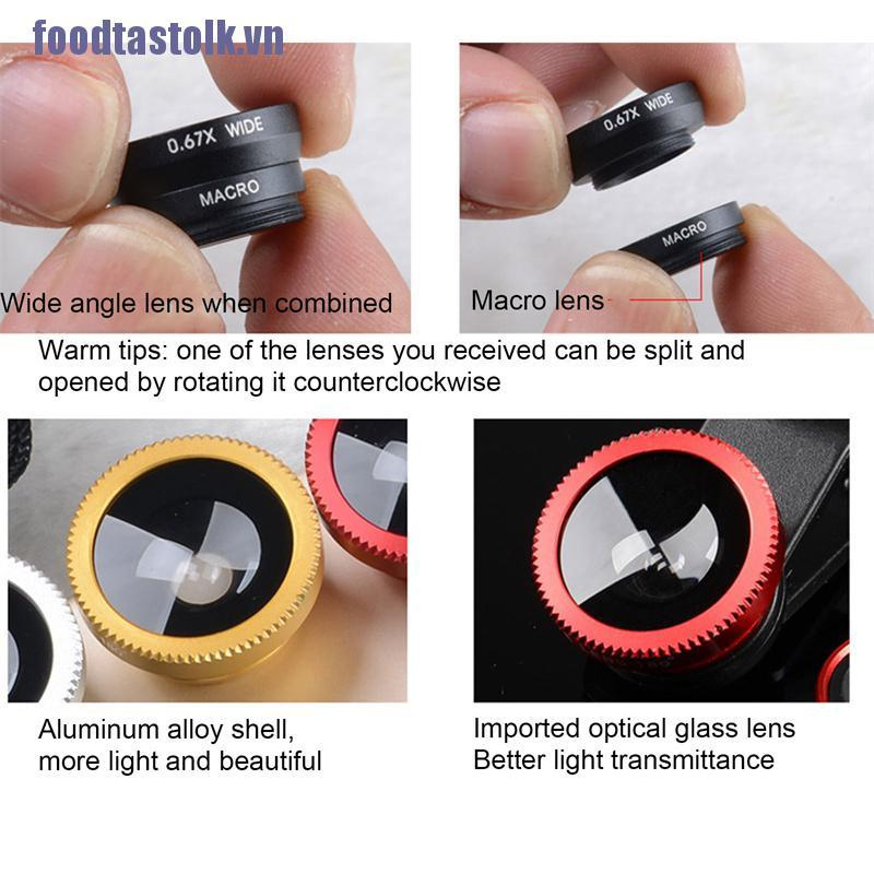 【stolk】Fish Eye Lenses Mobile Phone Camera Lens Kit Zoom Fisheye Wide Angle With Clip