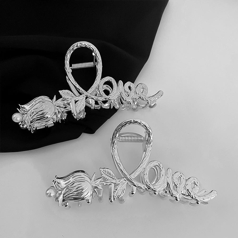 Kẹp Tóc Hình Hoa Hồng Bằng Kim Loại Thời Trang VANES1 Dành Cho Nữ