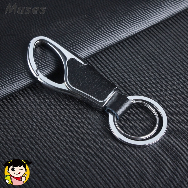 Móc khóa kim loại đa năng phối da đơn giản cho nữ