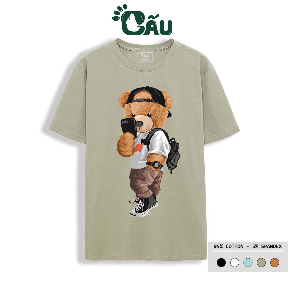 Áo thun nam GẤU 194 Gấu Teddy Hiphop Ngầu cổ tròn tay ngắn vải coton co dãn, dày dặn, form regular fit - Gấu Cực Ngầu