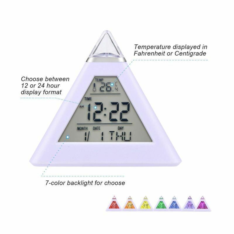 [Hàng Nhập Khẩu] Đồng hồ báo thức để bàn đẹp, đồng hồ điện tử hình kim tự tháp hiển thị ngày giờ, nhiệt kế độ ẩm