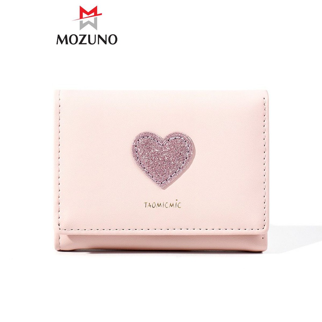 Ví Nữ Ngắn Mini Đẹp Cầm Tay Chính Hãng TAOMICMIC Phối Hoạ Tiết Trái Tim Nhiều Ngăn Đựng Tiền TM05 - Mozuno