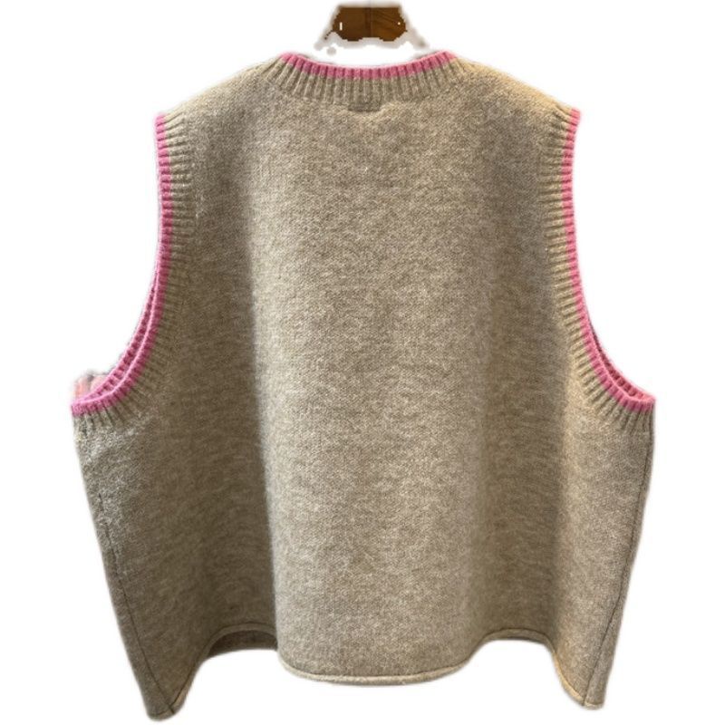 Cổ Phiếu Sẵn Sàng❤Ah F &amp; X Áo Sweater Dệt Kim Không Tay Dáng Rộng In Hoa Hồng Phong Cách Pháp Mùa Hè 2022 Cho Nữ