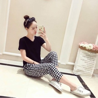 Sét bộ kẻ(quần váy )