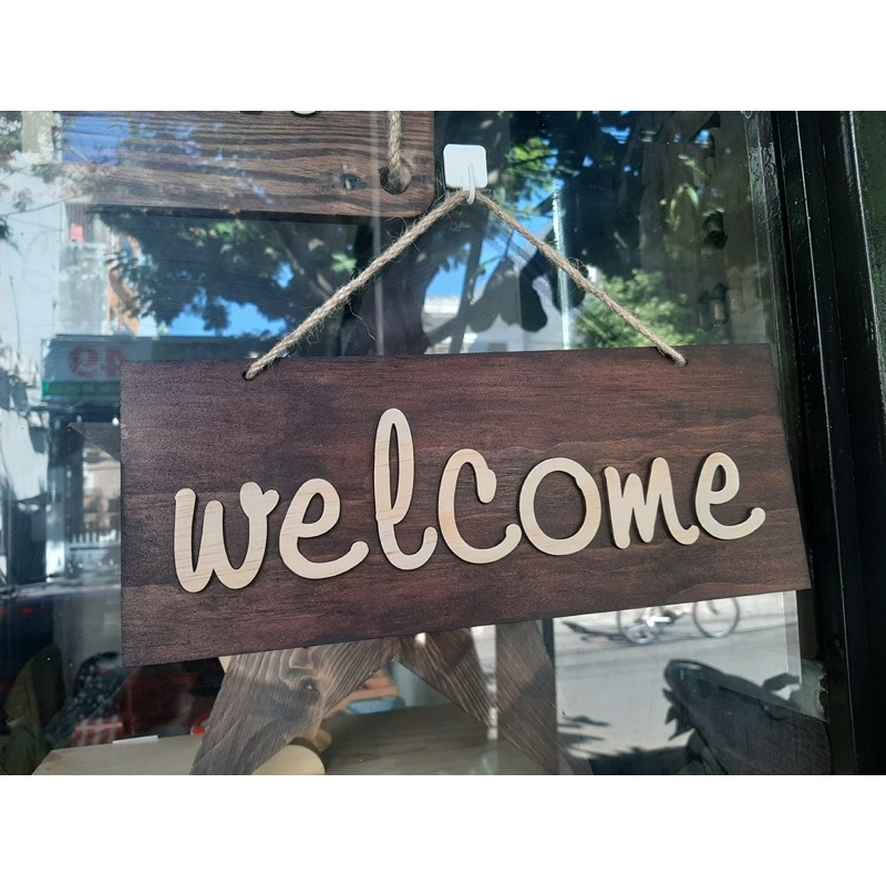 HCM | Bảng gỗ decor WELCOME treo cửa LUXI DECOR HCM