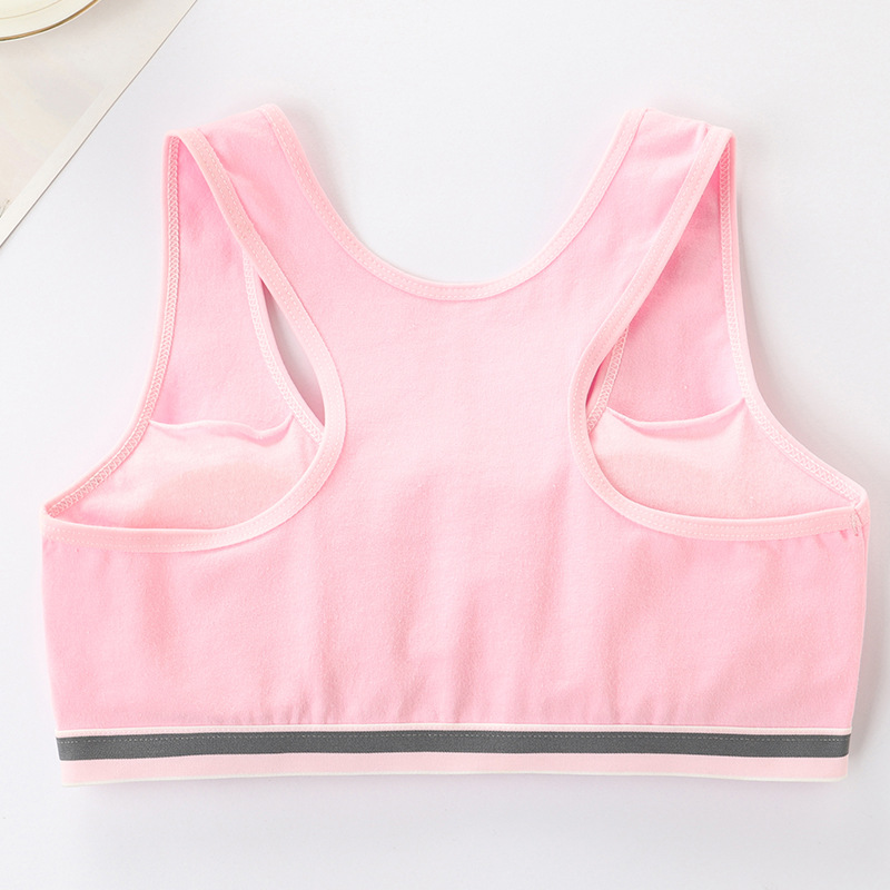 Áo Ngực Thể Thao Cotton Thoáng Khí Màu Trơn In Chữ Cho Nữ 8-16 Tuổi