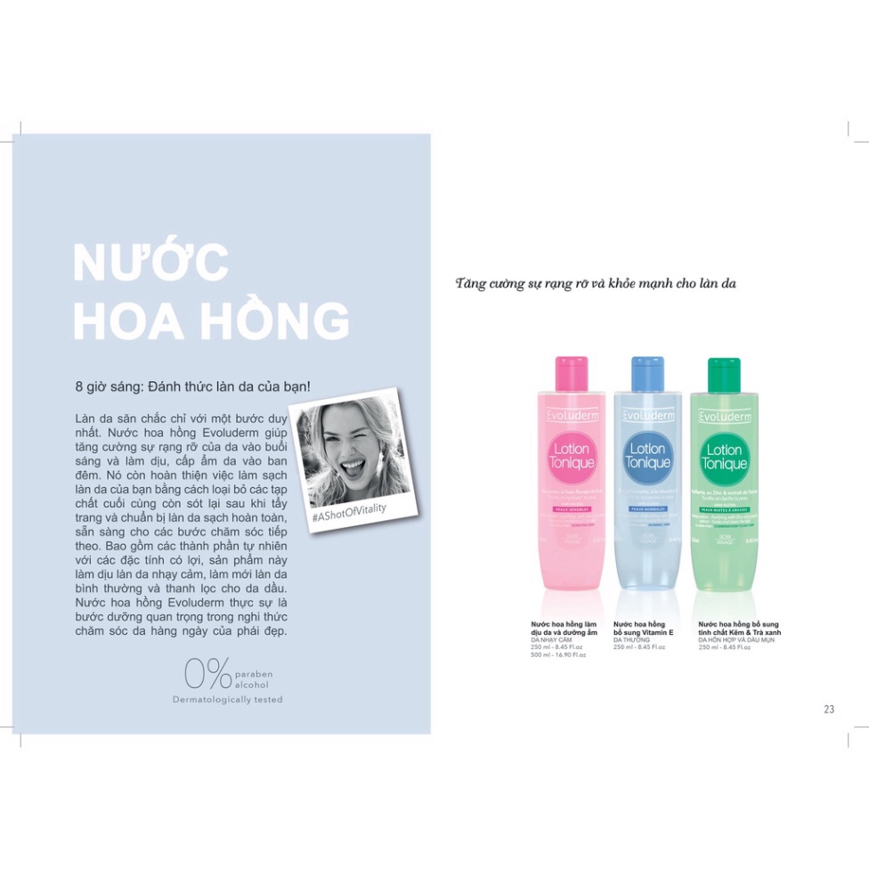 Nước hoa hồng Evoluderm Lotion Tonique dưỡng ẩm và làm sạch da dành cho da nhạy cảm 500ml