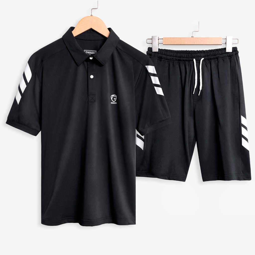 Bộ Mặc Nhà Nam Cổ Polo Chất Liệu Cotton Spandex Form Thể Thao Trẻ Trung - ROUGH
