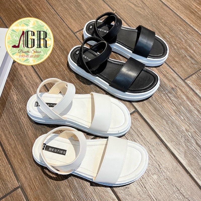 Sandal xuồng bản da mềm hậu chéo cao 3 cm