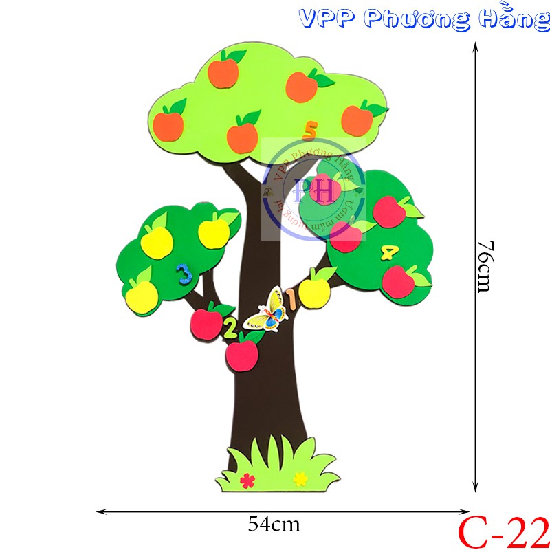 Cây táo đếm số bằng xốp cỡ lớn cho bé