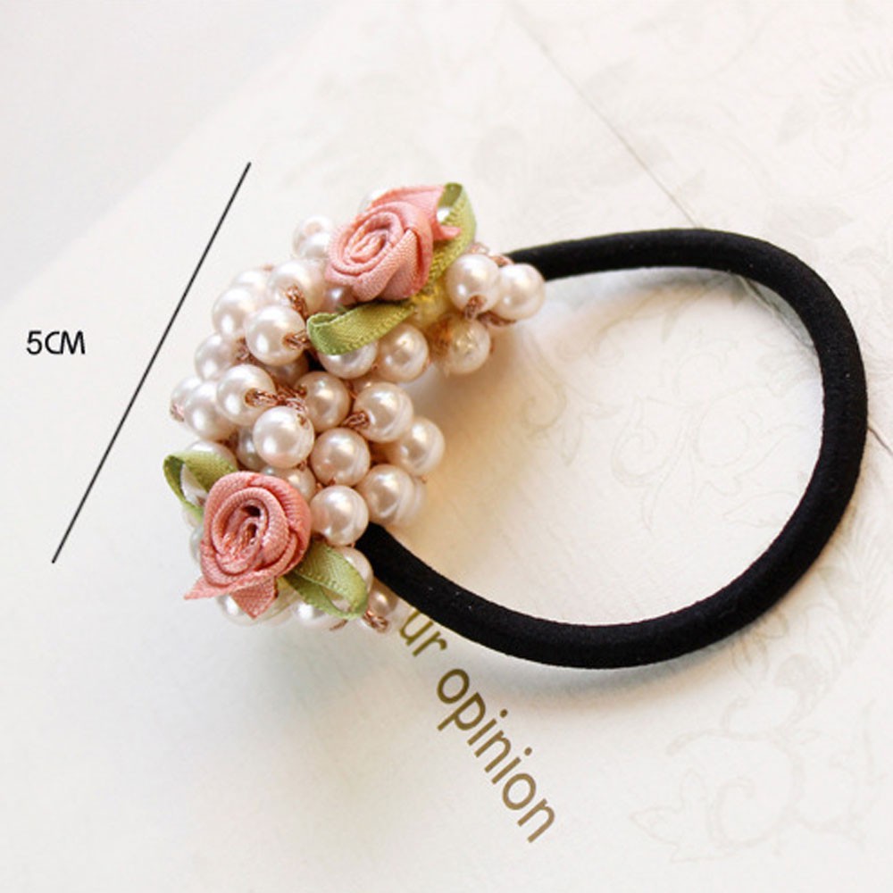 Thun cột tóc thiết kế đơn giản đính ngọc trai xinh xắn