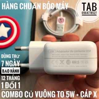 COMBO Củ Sạc Vuông To hoặc Củ Chấm Xanh + Cáp IPHONE X Bóc Máy (TẶNG HỘP ĐỰNG)-BS