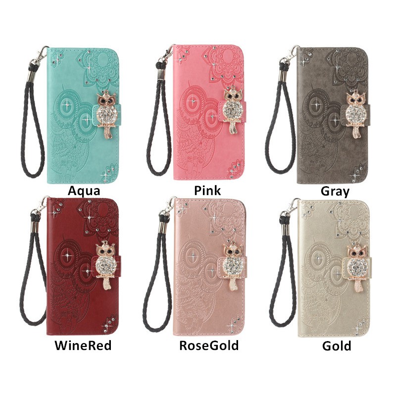 Rhinestone Owl Phone Case For Samsung S9 S9 Plus S8 S8 Plus Leather Phone Cover | BigBuy360 - bigbuy360.vn