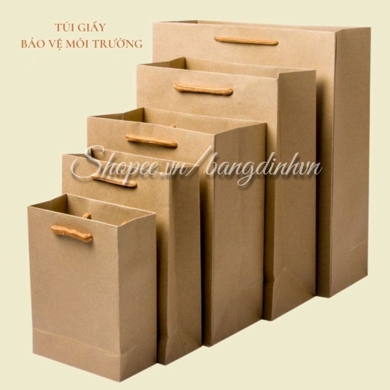 Túi Giấy kraft Combo 50c túi giấy đựng quà - túi giấy có quai  - túi quà tặng 19 x 24 x 8