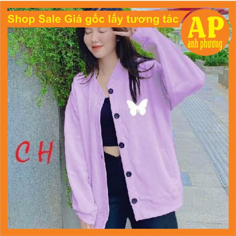 Áo cadigan Bướm phản quang▶chất nỉ bông có cúc và túi 2 bên hông▶nhiều màutrong lót lông nhẹ▶freesize 50kg