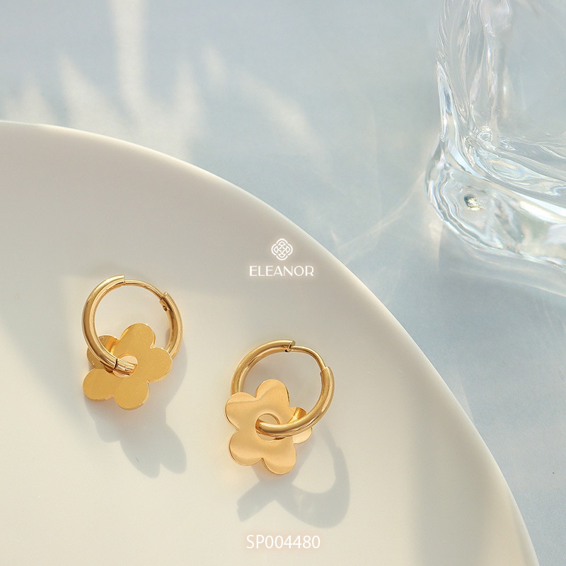 Bông tai nữ chuôi bạc 925 Eleanor Accessories hình tròn hình bông hoa phụ kiện trang sức 4480