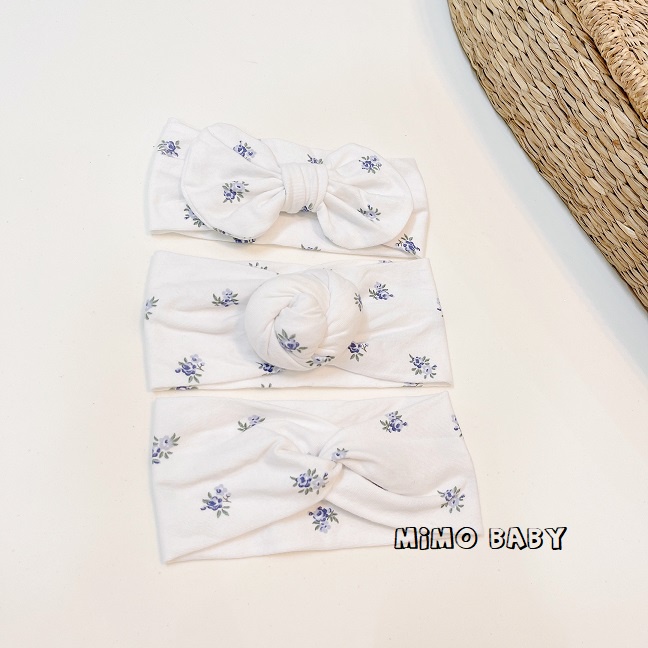 Băng đô turban trắng hoa nhí xanh phong cách hàn quốc đáng yêu cho bé gái Mimo baby BD23