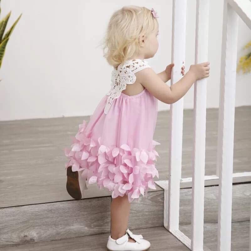 Đầm công chúa hồng cánh sen cho bé 2 - 5 tuổi