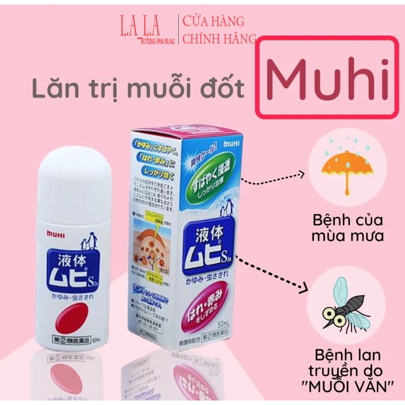 Lăn muỗi đốt Muhi, lăn bôi giảm ngứa muỗi và côn trùng đốt Nhật Bản