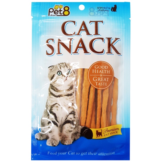 Snack Bánh thưởng cho mèo PET8 Cat Snack Mini Strip Nhiều Hương Vị 35G