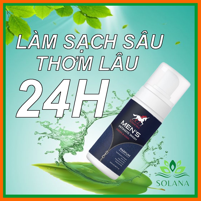 [TẶNG KÈM KHĂN LAU MẶT]  Dung Dịch Vệ Sinh Nam VAMORA MEN'S INTIMATE WASH 100ML Hương Nước Hoa, Bọt Vệ Sinh Nam SOLANA