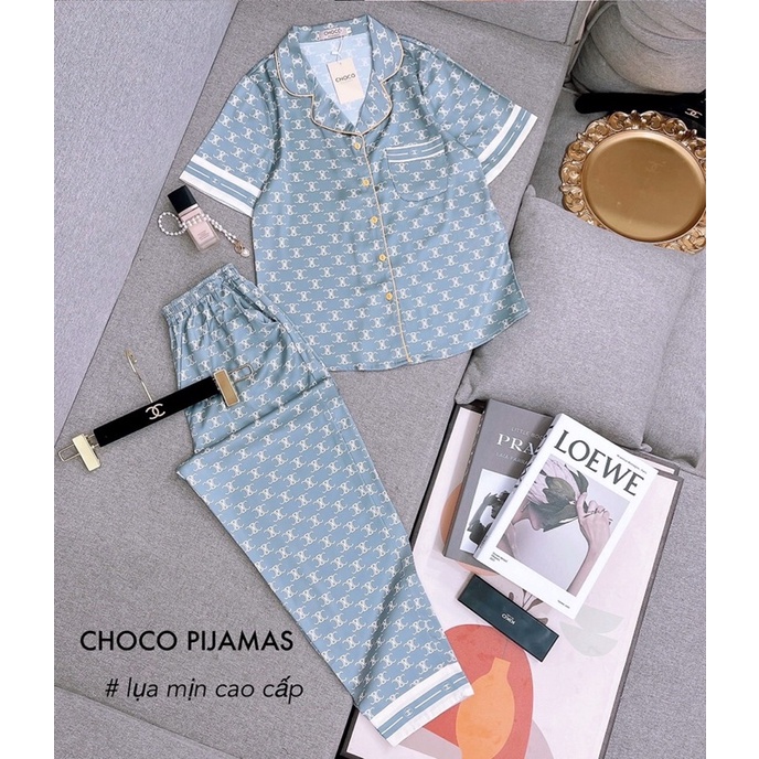 Bộ lụa dài tay hãng sam choco áo dài tay quần dài bộ mặc nhà đẹp bộ pijama cao cấp