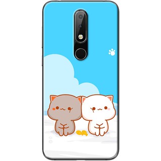 Ốp lưng nokia 5.1 plus, 6.1 plus in hình mèo mập nền xanh