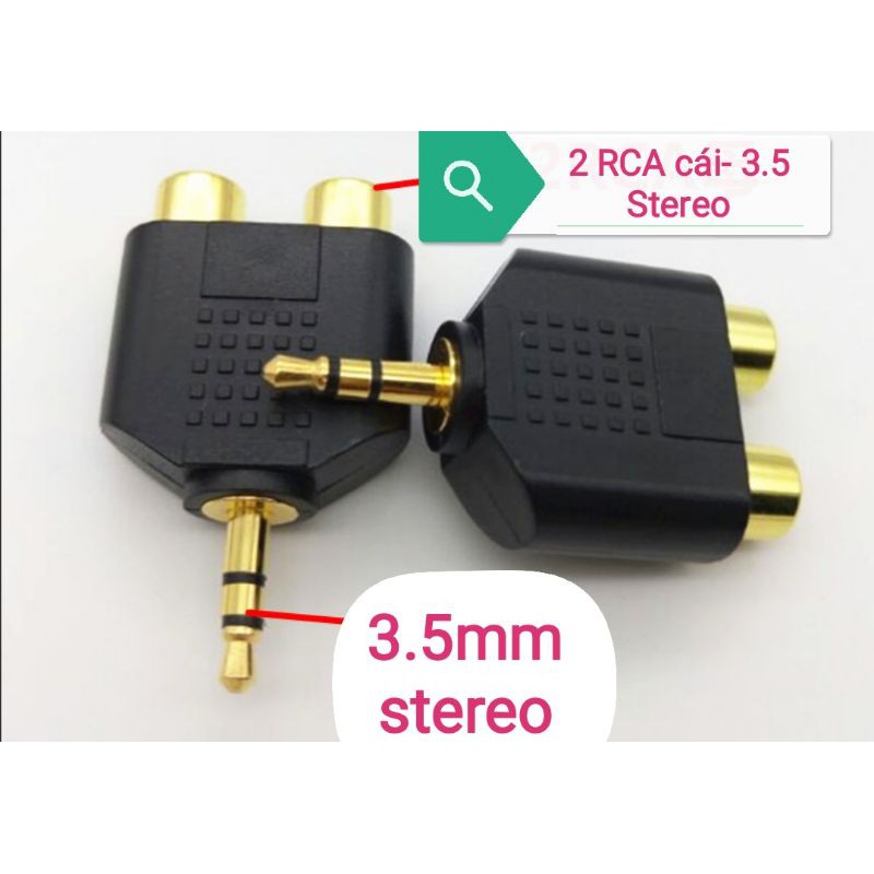 Đầu chuyển jack Audio stereo 3.5mm ra 2 đầu RCA AV hoa sen cái