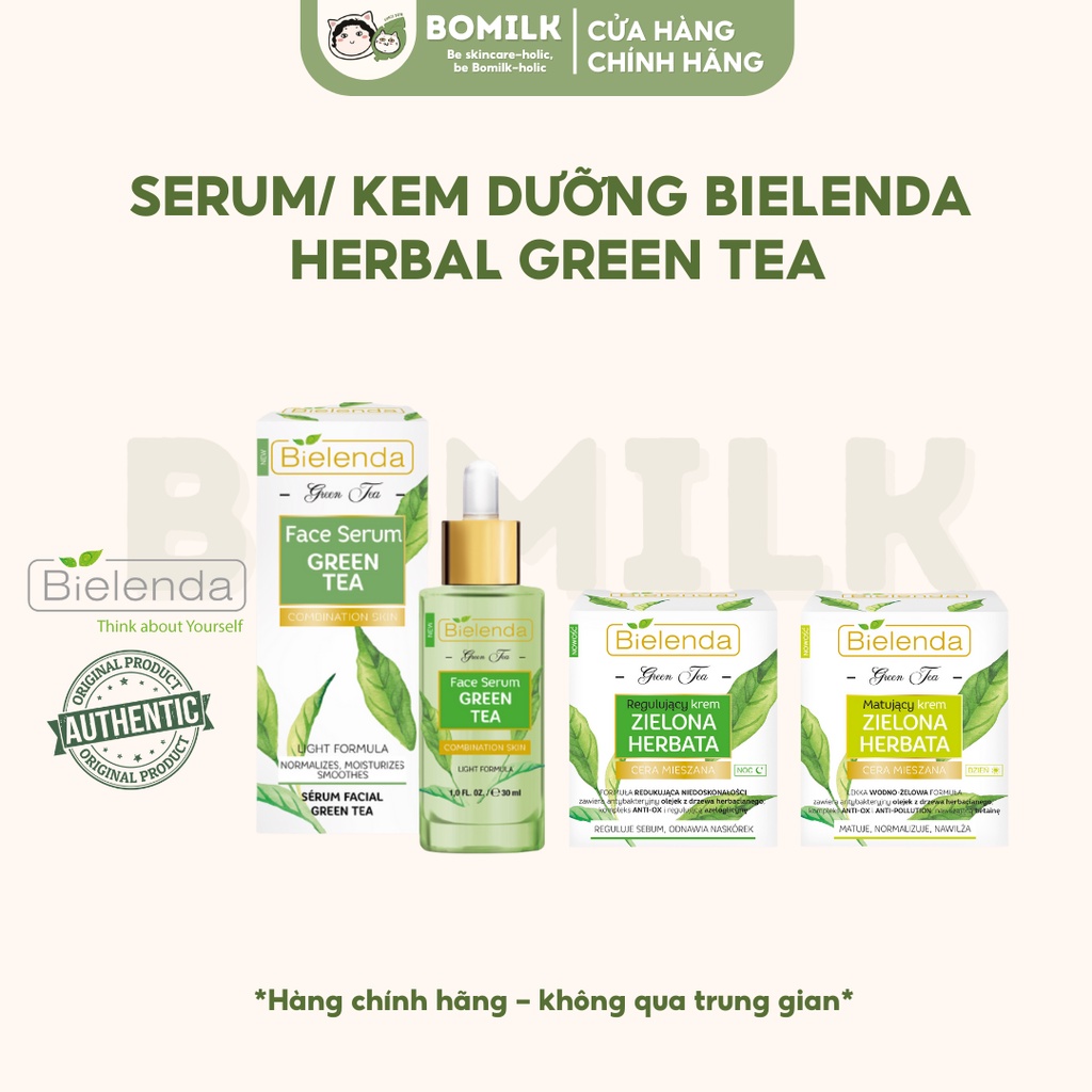 Serum & Kem dưỡng Bielenda Green tea - Kiềm dầu, giảm/ngăn ngừa mụn, thâm mụn, phục hồi & dịu da