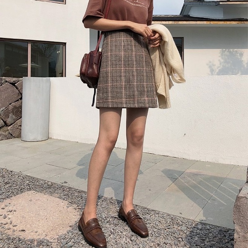 GENAISHA Chân Váy Kaki Chữ A Lưng Cao Plus Size Thời Trang Cho Nữ Sinh