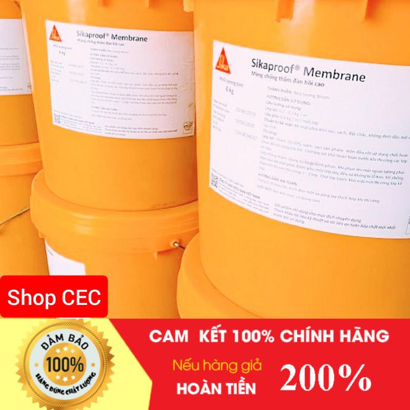 Sơn chống thấm Sika Membrane 6kg - Sơn tường ngoài trần nóc nhà ban công ô văng sê nô tiện lợi dễ dùng giá rẻ độ bền cao