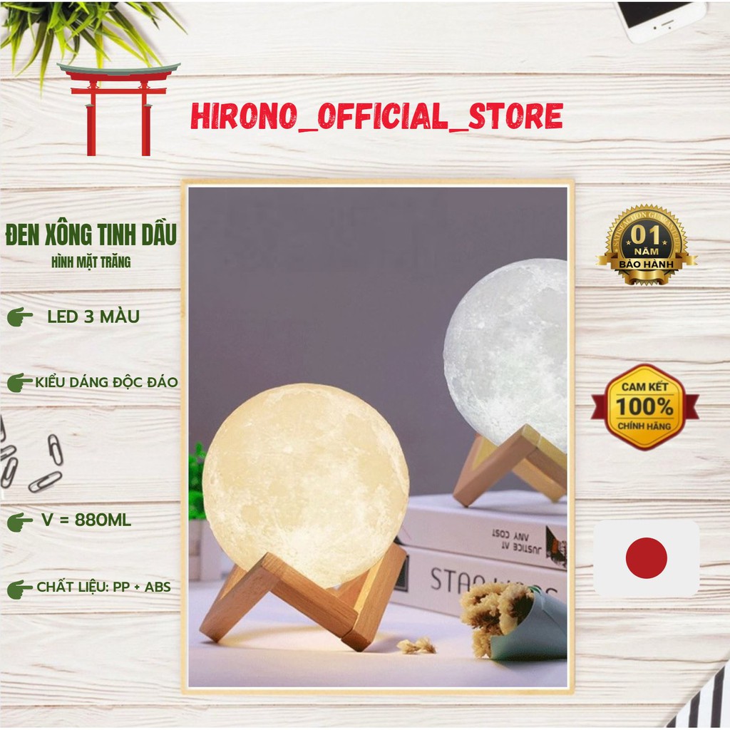 Máy xông tinh dầu kiêm đèn ngủ hình mặt trăng NAGOMI cao cấp, máy phun sương tạo độ ẩm tích hợp đèn 